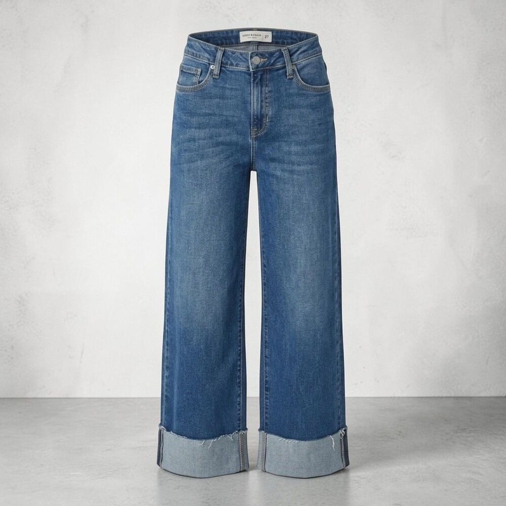 Just Black Denim The Scissor Cuffed Slim Wide Leg Stretchy Jeans 30 (34x28)